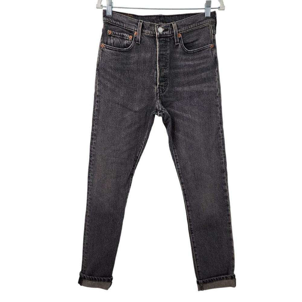 Women's Black Wash Levi's 501 S Skinny Fit Classic Black Jeans Timeless Size‎ 28